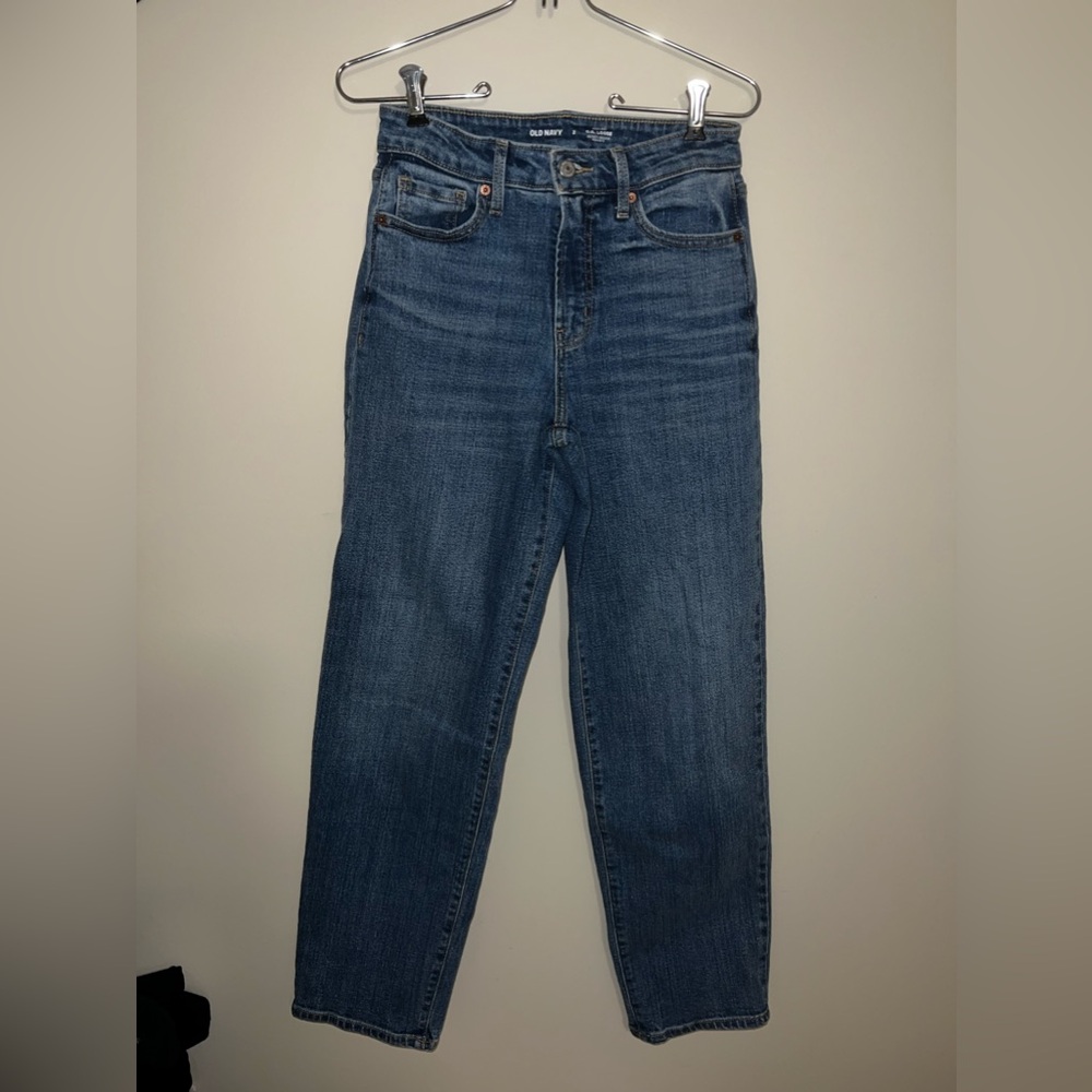 High rise loose medium wash jeans